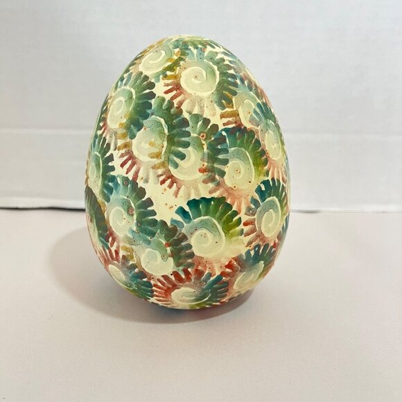 Handcrafted Ceramic Decorative Egg With Colorful Swirl Pattern‎ - Picture 1 of 4